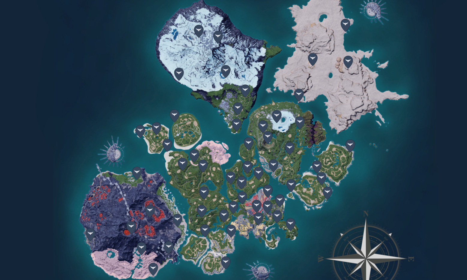幻兽帕鲁全地图传送点位置和召唤兽属性克制表